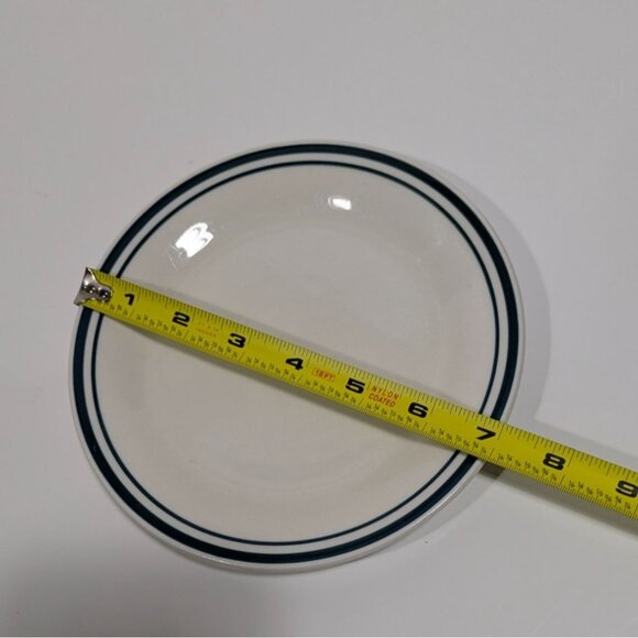 Mainstays White 7" Plate With Blue Double Stripe Design Dishwasher & Microwave S - Picture 2 of 6